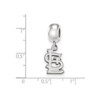 Sterling Silver Rhodium Plated Major League Baseball LogoArt St. Louis Cardinals St. L Dangle Bead