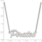 Sterling Silver Rhodium-plated LogoArt East Carolina University Pirates Script Medium Pendant 18 inch Necklace