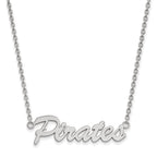 Sterling Silver Rhodium-plated LogoArt East Carolina University Pirates Script Medium Pendant 18 inch Necklace