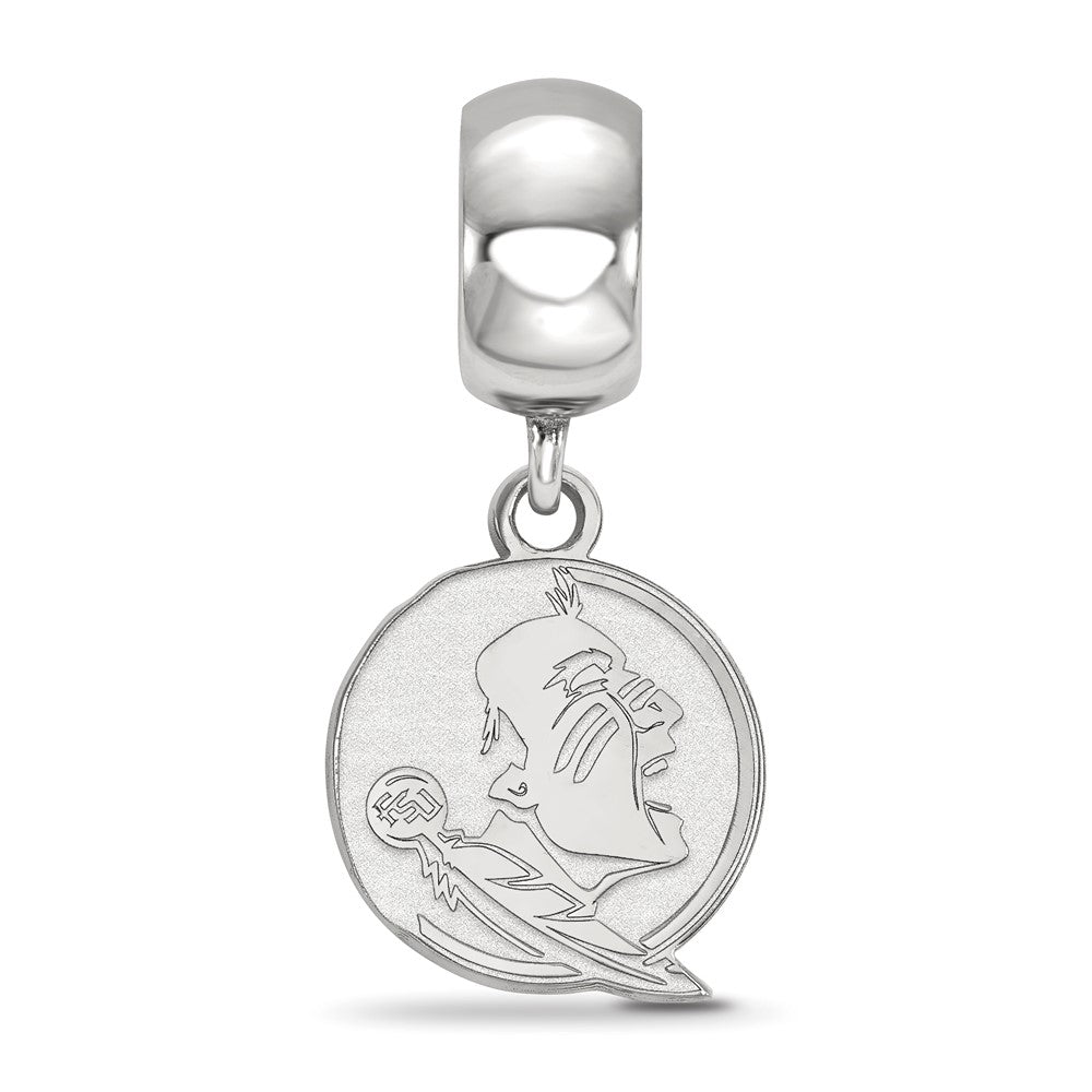 Sterling Silver Rhodium-plated LogoArt Florida State University Seminole Small Dangle Bead Charm