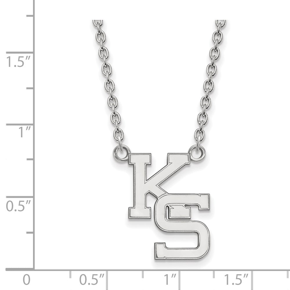 Sterling Silver Rhodium-plated LogoArt Kansas State University K-S Large Pendant 18 inch Necklace