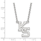 10k White Gold LogoArt Kansas State University K-S Large Pendant 18 inch Necklace