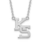 14k White Gold LogoArt Kansas State University K-S Large Pendant 18 inch Necklace