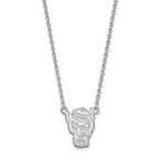 Sterling Silver Rhodium-plated LogoArt North Carolina State University Wolf Large Pendant 18 inch Necklace