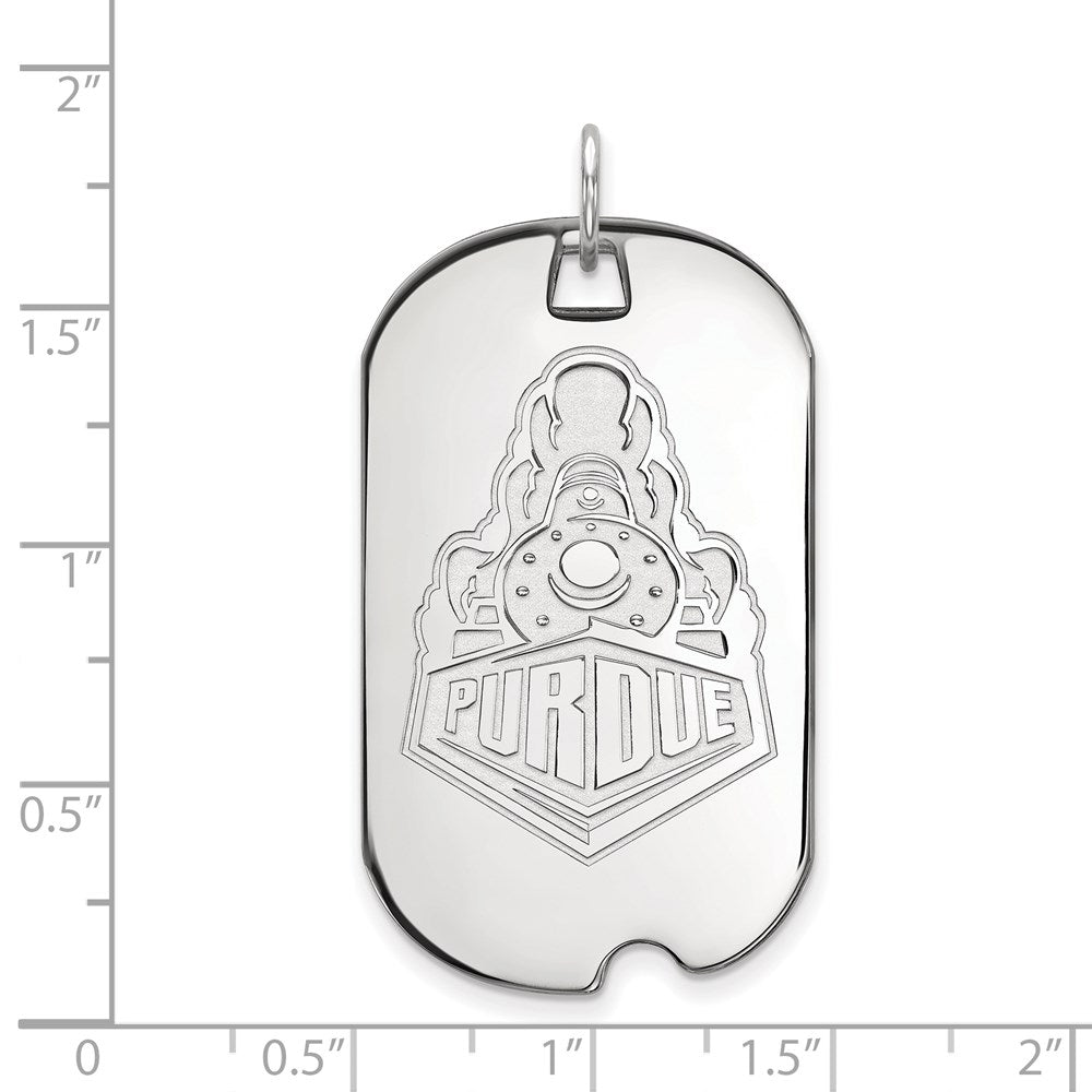 Sterling Silver Rhodium-plated LogoArt Purdue University Boilermakers Train Logo Large Dog Tag Pendant