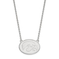 Sterling Silver Rhodium-plated LogoArt University of Iowa Hawk Large Oval Pendant 18 inch Necklace