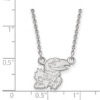 14k White Gold LogoArt University of Kansas Jayhawk Small Pendant 18 inch Necklace