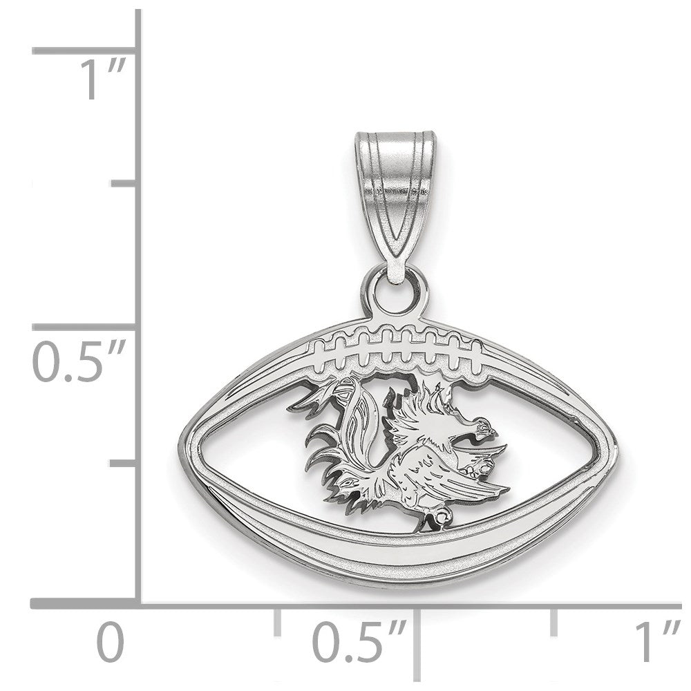 Sterling Silver Rhodium-plated LogoArt University of South Carolina Gamecock Football Pendant