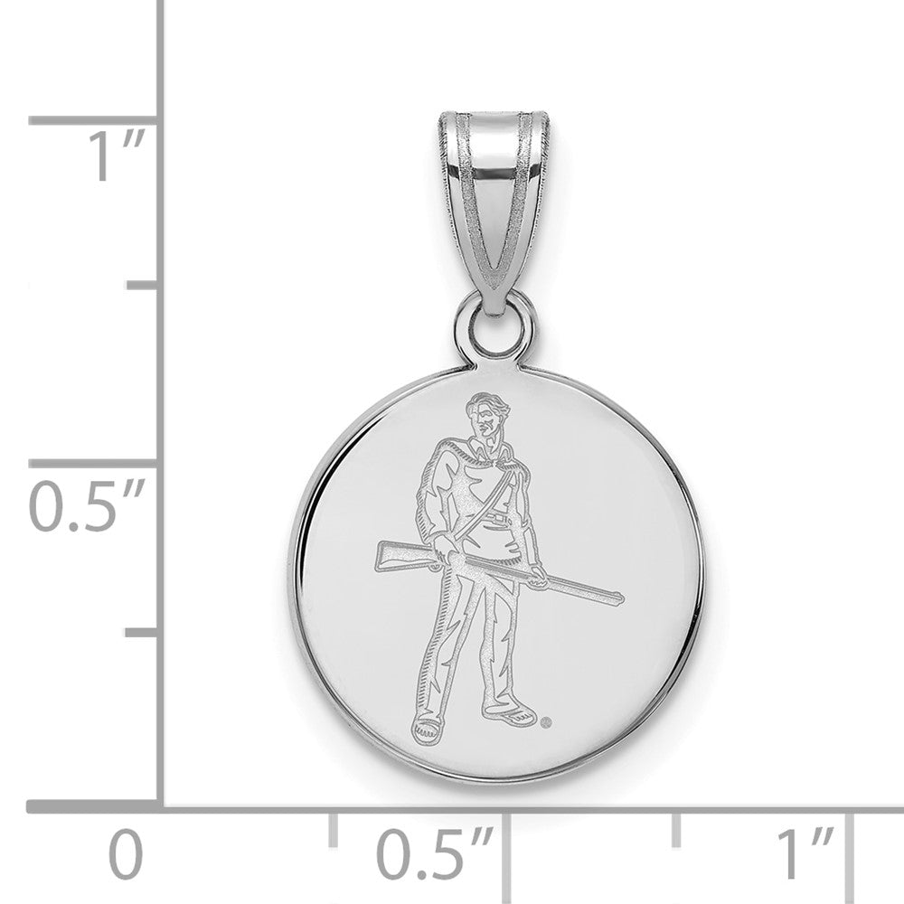 Sterling Silver Rhodium-plated LogoArt West Virginia University Mountaineer Medium Disc Pendant