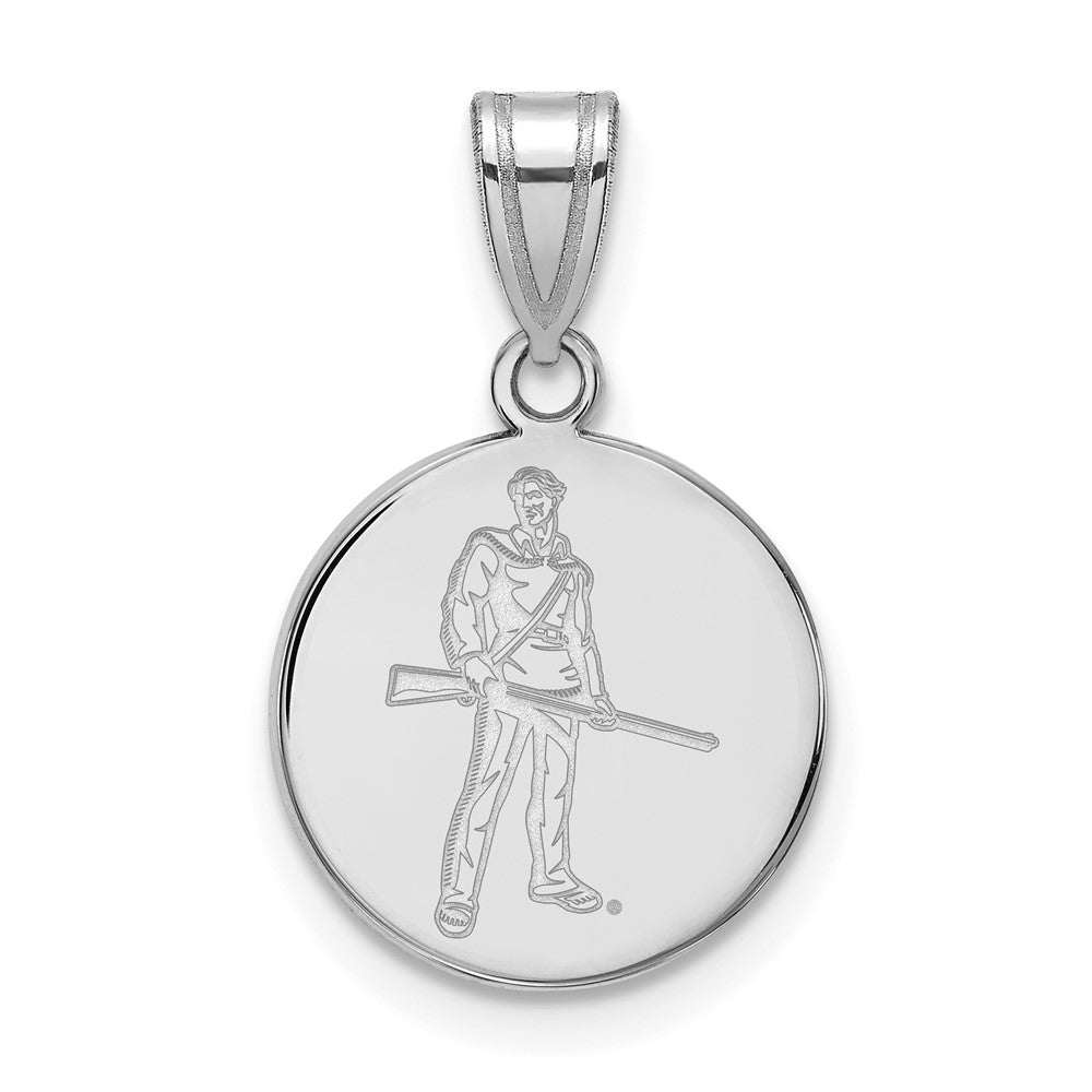 Sterling Silver Rhodium-plated LogoArt West Virginia University Mountaineer Medium Disc Pendant