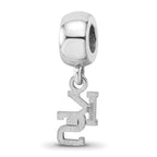 Sterling Silver Rhodium-plated LogoArt Kansas State University K-S Extra Small Dangle Bead Charm
