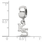 Sterling Silver Rhodium-plated LogoArt Kansas State University K-S Extra Small Dangle Bead Charm