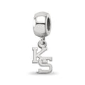 Sterling Silver Rhodium-plated LogoArt Kansas State University K-S Extra Small Dangle Bead Charm