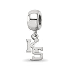 Sterling Silver Rhodium-plated LogoArt Kansas State University K-S Extra Small Dangle Bead Charm