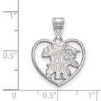 Sterling Silver Rhodium-plated LogoArt University of Kentucky U-K Wildcat Heart Pendant