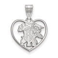 Sterling Silver Rhodium-plated LogoArt University of Kentucky U-K Wildcat Heart Pendant