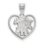 Sterling Silver Rhodium-plated LogoArt University of Kentucky U-K Wildcat Heart Pendant