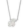 10k White Gold LogoArt University of Kansas Jayhawk Large Pendant 18 inch Necklace