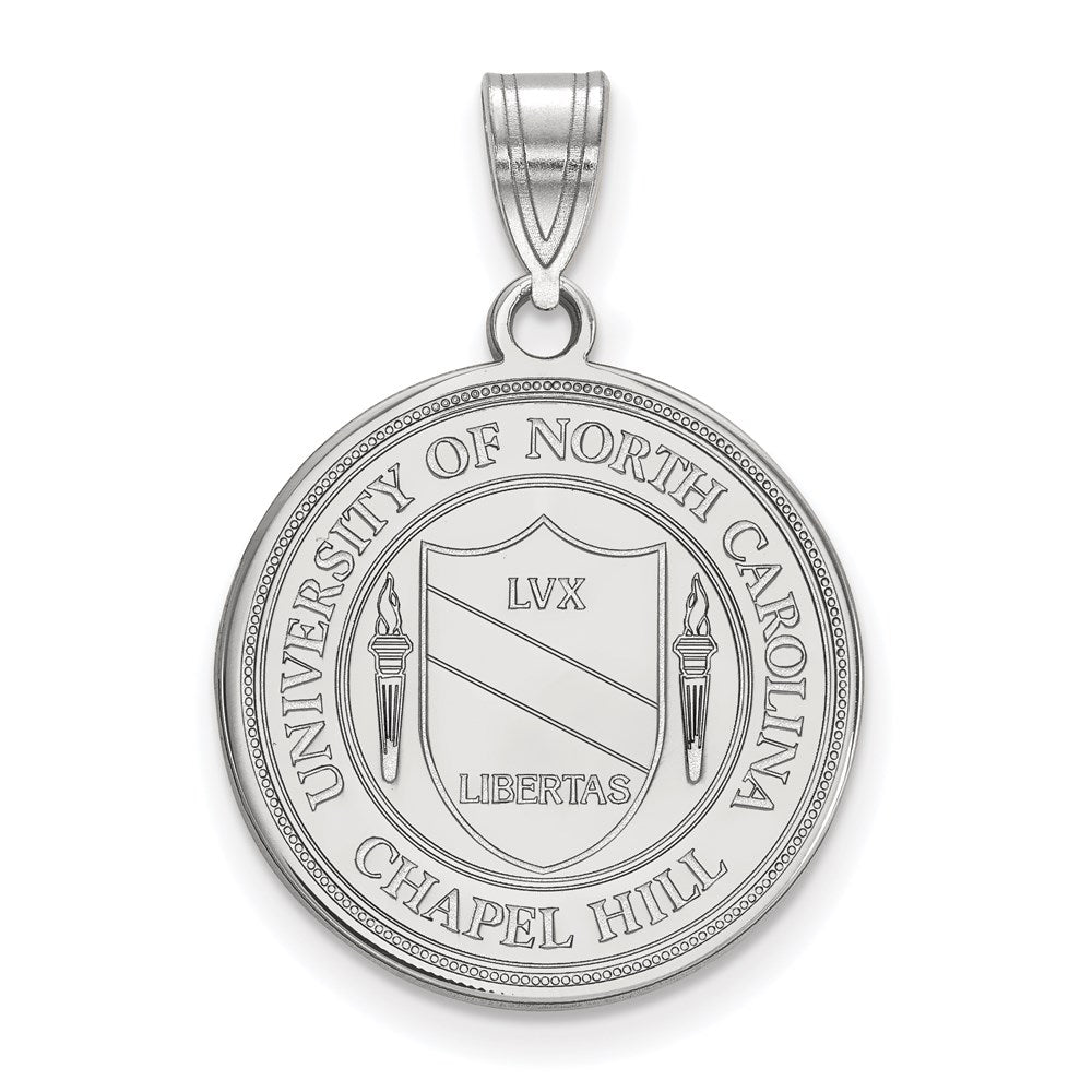 Sterling Silver Rhodium-plated LogoArt University of North Carolina Large Crest Pendant