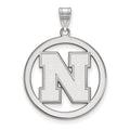 Sterling Silver Rhodium-plated LogoArt University of Nebraska Letter N Large Circle Pendant