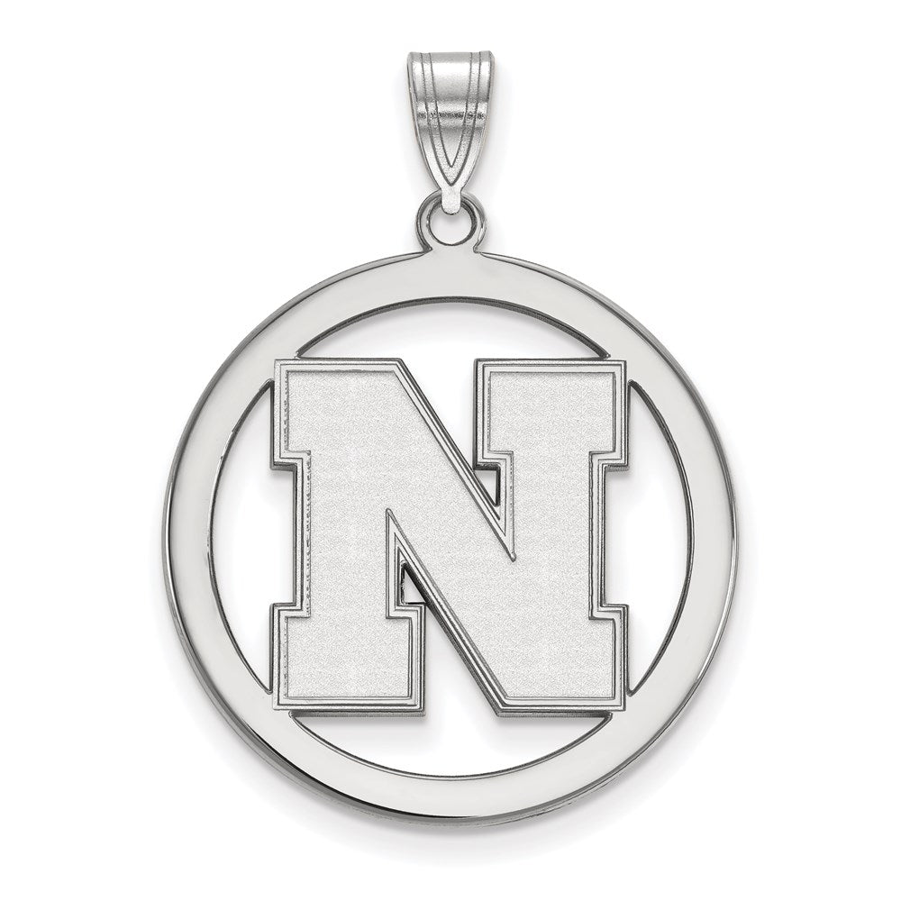 Sterling Silver Rhodium-plated LogoArt University of Nebraska Letter N Large Circle Pendant