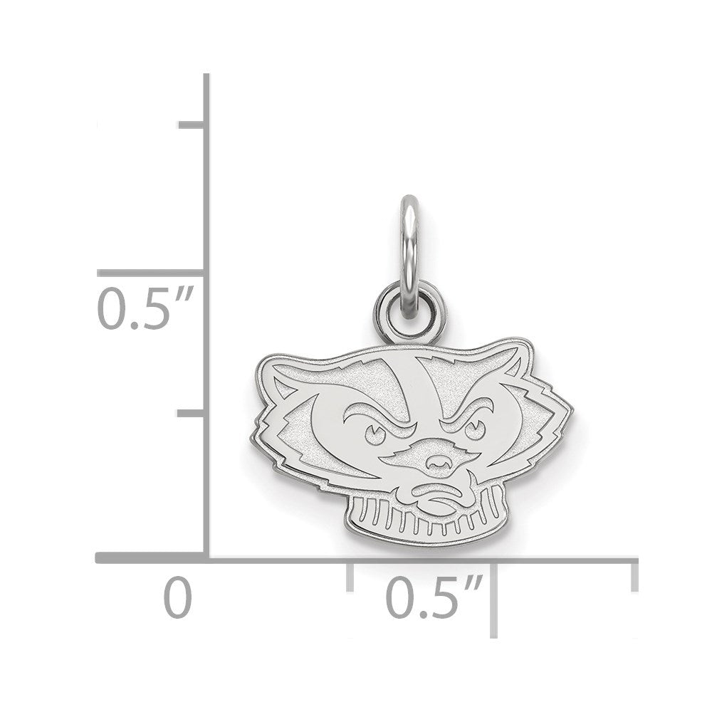 10k White Gold LogoArt University of Wisconsin Badger Extra Small Pendant