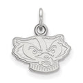Sterling Silver Rhodium-plated LogoArt University of Wisconsin Badger Extra Small Pendant