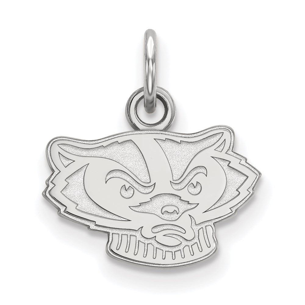 10k White Gold LogoArt University of Wisconsin Badger Extra Small Pendant