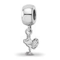 Sterling Silver Rhodium-plated LogoArt Virginia Tech HokieBird Extra Small Dangle Bead Charm