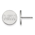 Sterling Silver Rhodium-plated LogoArt Louisiana State University L-S-U Tigers Small Disc Post Earrings