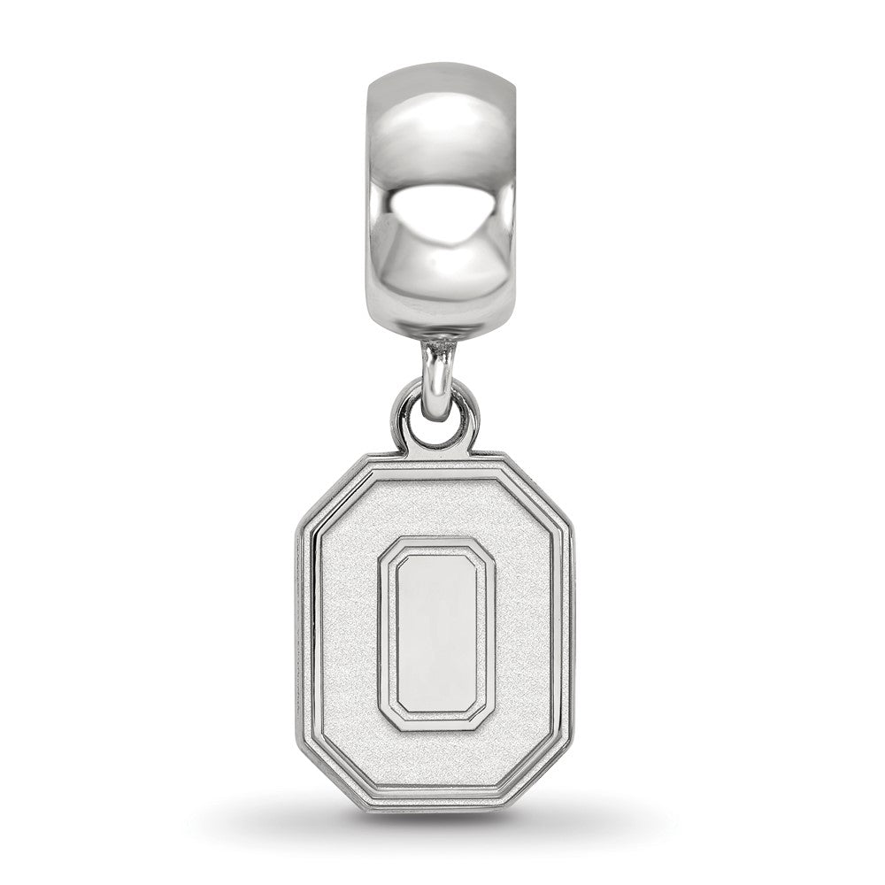 Sterling Silver Rhodium-plated LogoArt The Ohio State University Letter O Small Dangle Bead Charm