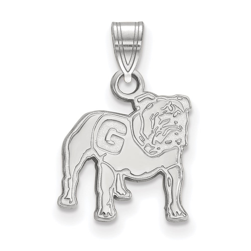 Sterling Silver Rhodium-plated LogoArt University of Georgia Bulldog Small Pendant