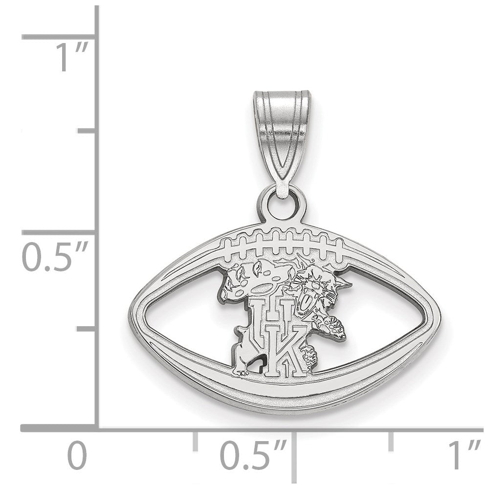 Sterling Silver Rhodium-plated LogoArt University of Kentucky U-K Wildcat Football Pendant