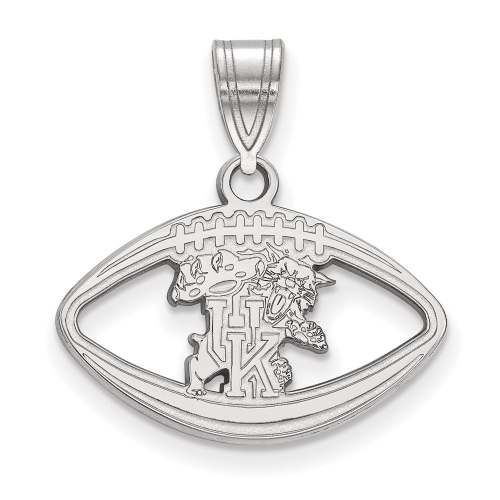 Sterling Silver Rhodium-plated LogoArt University of Kentucky U-K Wildcat Football Pendant