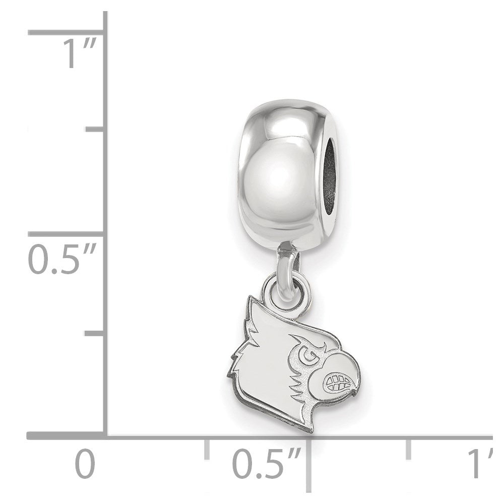 Sterling Silver Rhodium-plated LogoArt University of Louisville Cardinal Extra Small Dangle Bead Charm