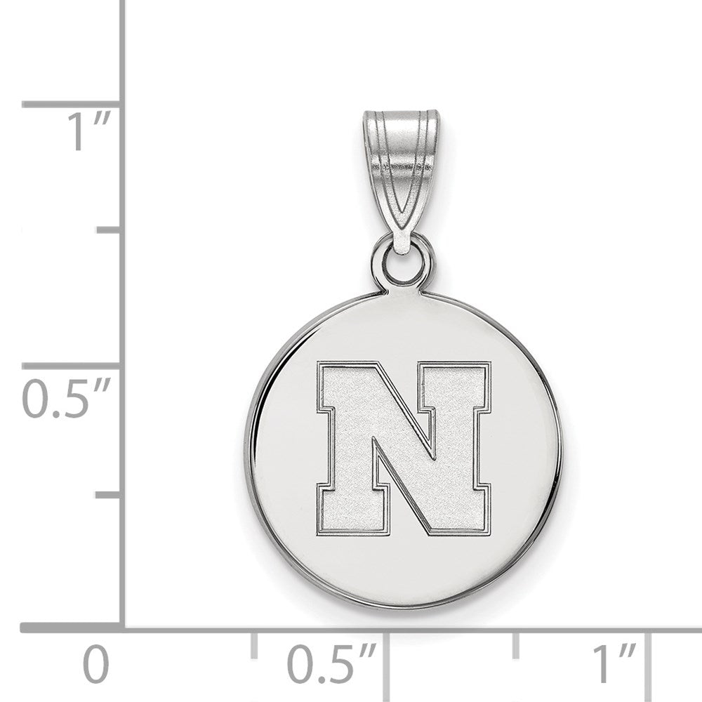 Sterling Silver Rhodium-plated LogoArt University of Nebraska Letter N Medium Disc Pendant