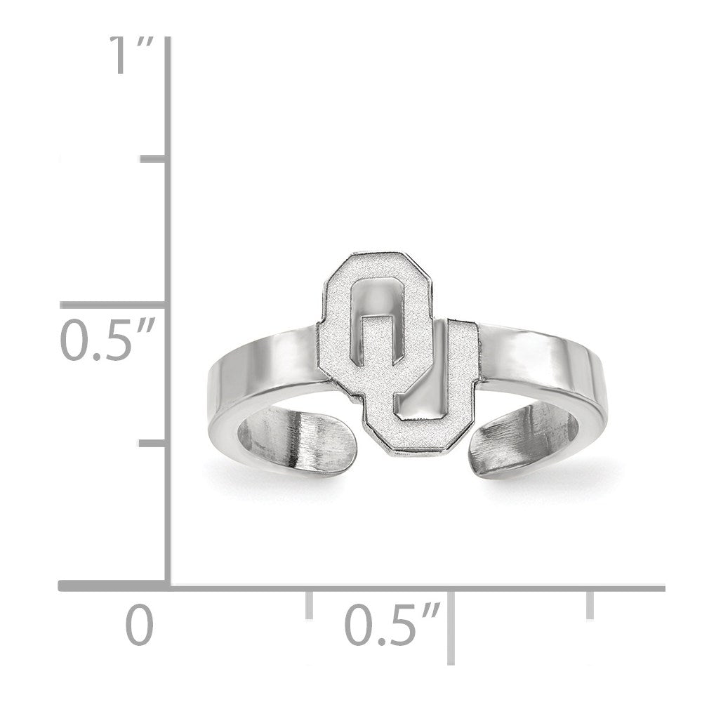Sterling Silver Rhodium-plated LogoArt University of Oklahoma O-U Toe Ring