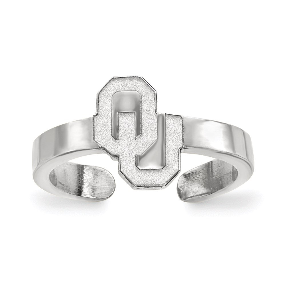 Sterling Silver Rhodium-plated LogoArt University of Oklahoma O-U Toe Ring