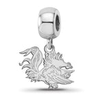 Sterling Silver Rhodium-plated LogoArt University of South Carolina Gamecock Small Dangle Bead Charm