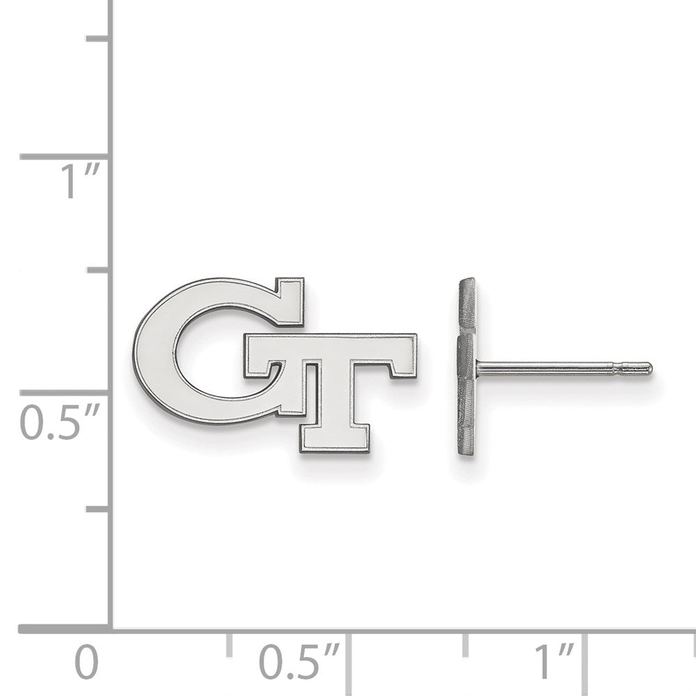 Sterling Silver Rhodium-plated LogoArt Georgia Institute of Technology G-T Extra Small Post Earrings