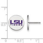 Sterling Silver Rhodium-plated LogoArt Louisiana State University L-S-U Tigers Small Enameled Disc Post Earrings