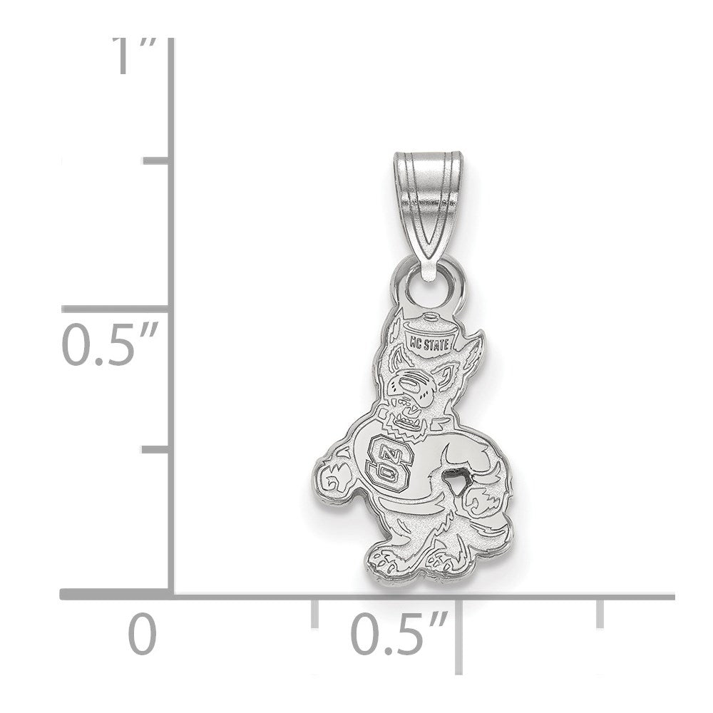 Sterling Silver Rhodium-plated LogoArt North Carolina State University Wolf Small Pendant