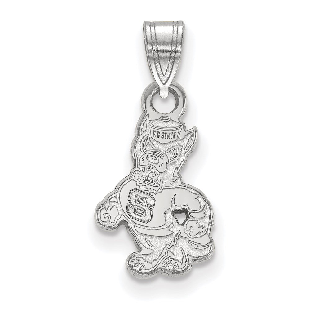 14k White Gold LogoArt North Carolina State University Wolf Small Pendant