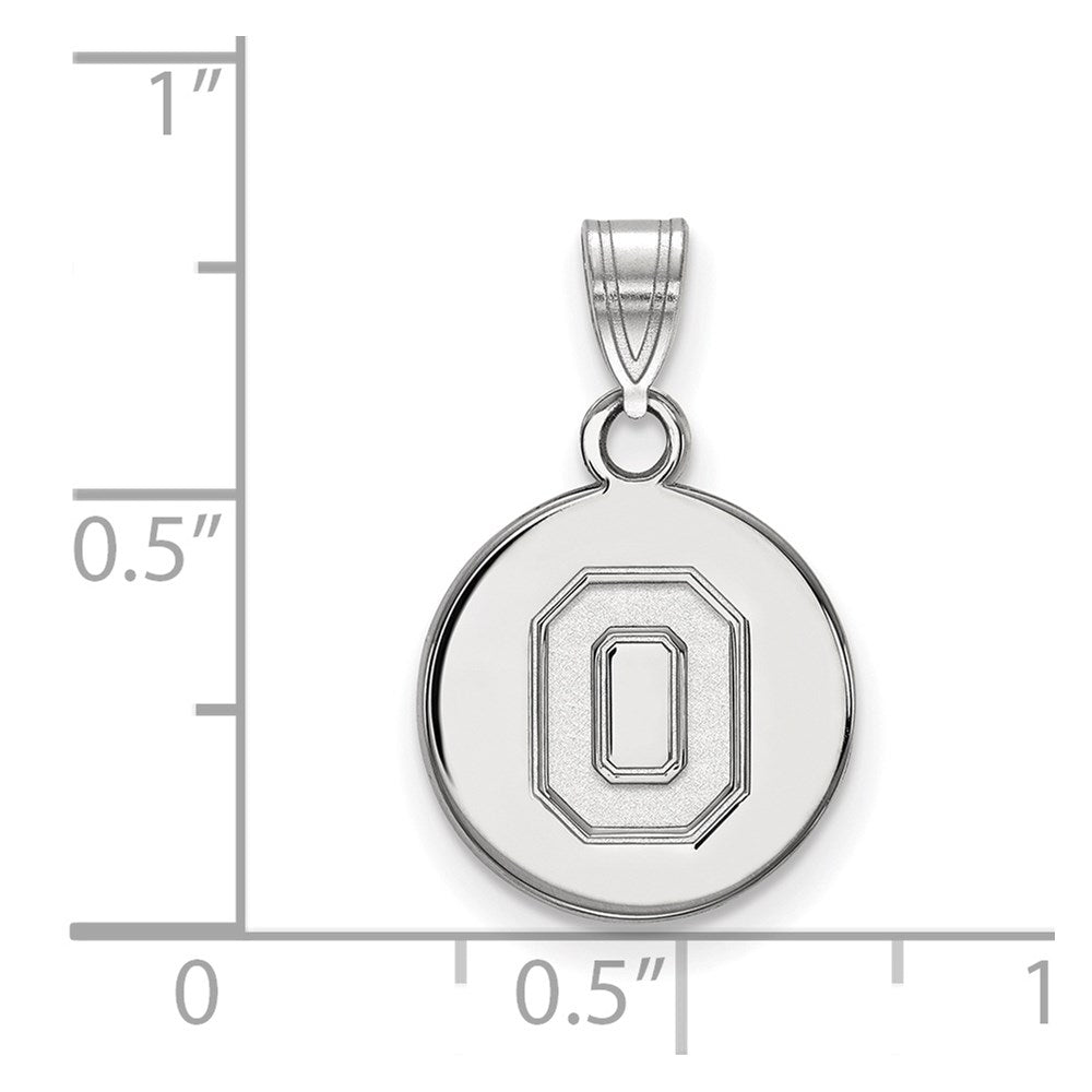 Sterling Silver Rhodium-plated LogoArt The Ohio State University Letter O Small Disc Pendant