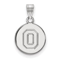 Sterling Silver Rhodium-plated LogoArt The Ohio State University Letter O Small Disc Pendant