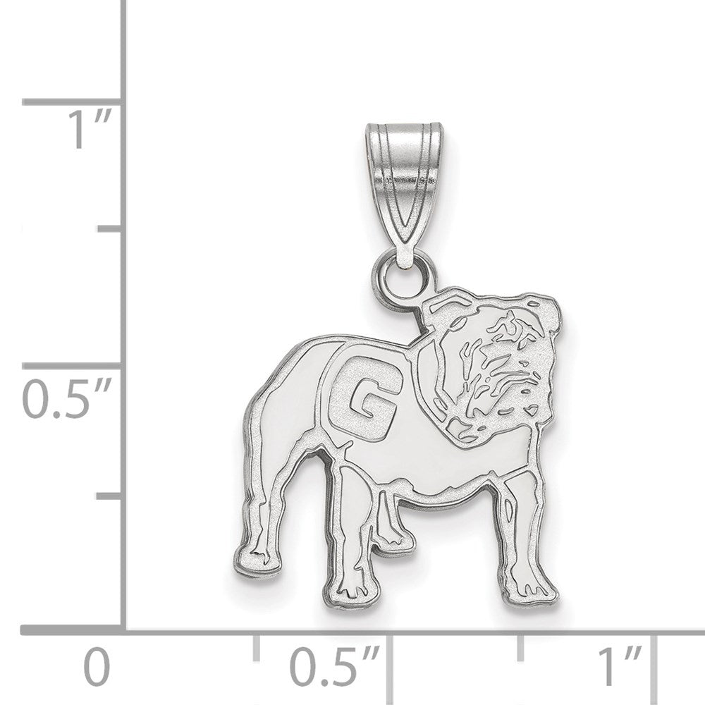 Sterling Silver Rhodium-plated LogoArt University of Georgia Bulldog Medium Pendant