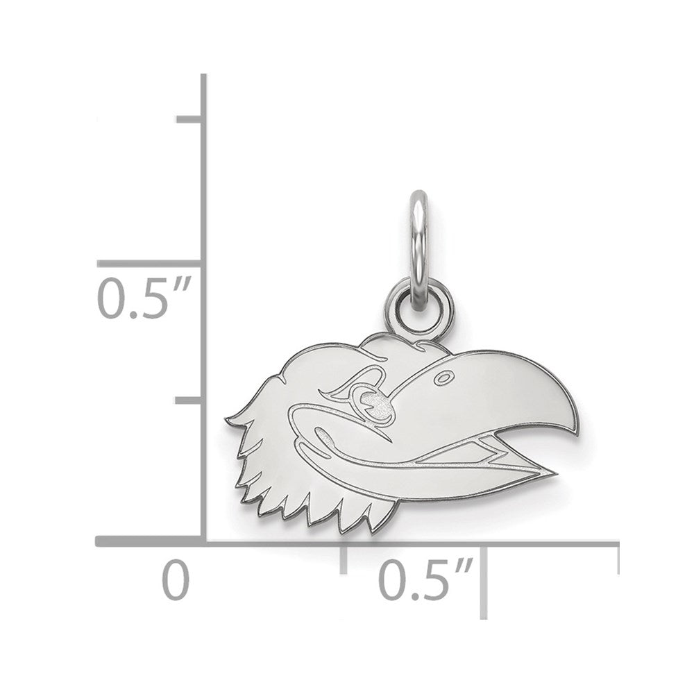 10k White Gold LogoArt University of Kansas Jayhawk Extra Small Pendant