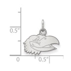 Sterling Silver Rhodium-plated LogoArt University of Kansas Jayhawk Extra Small Pendant