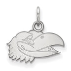 Sterling Silver Rhodium-plated LogoArt University of Kansas Jayhawk Extra Small Pendant
