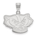 10k White Gold LogoArt University of Wisconsin Badger Medium Pendant